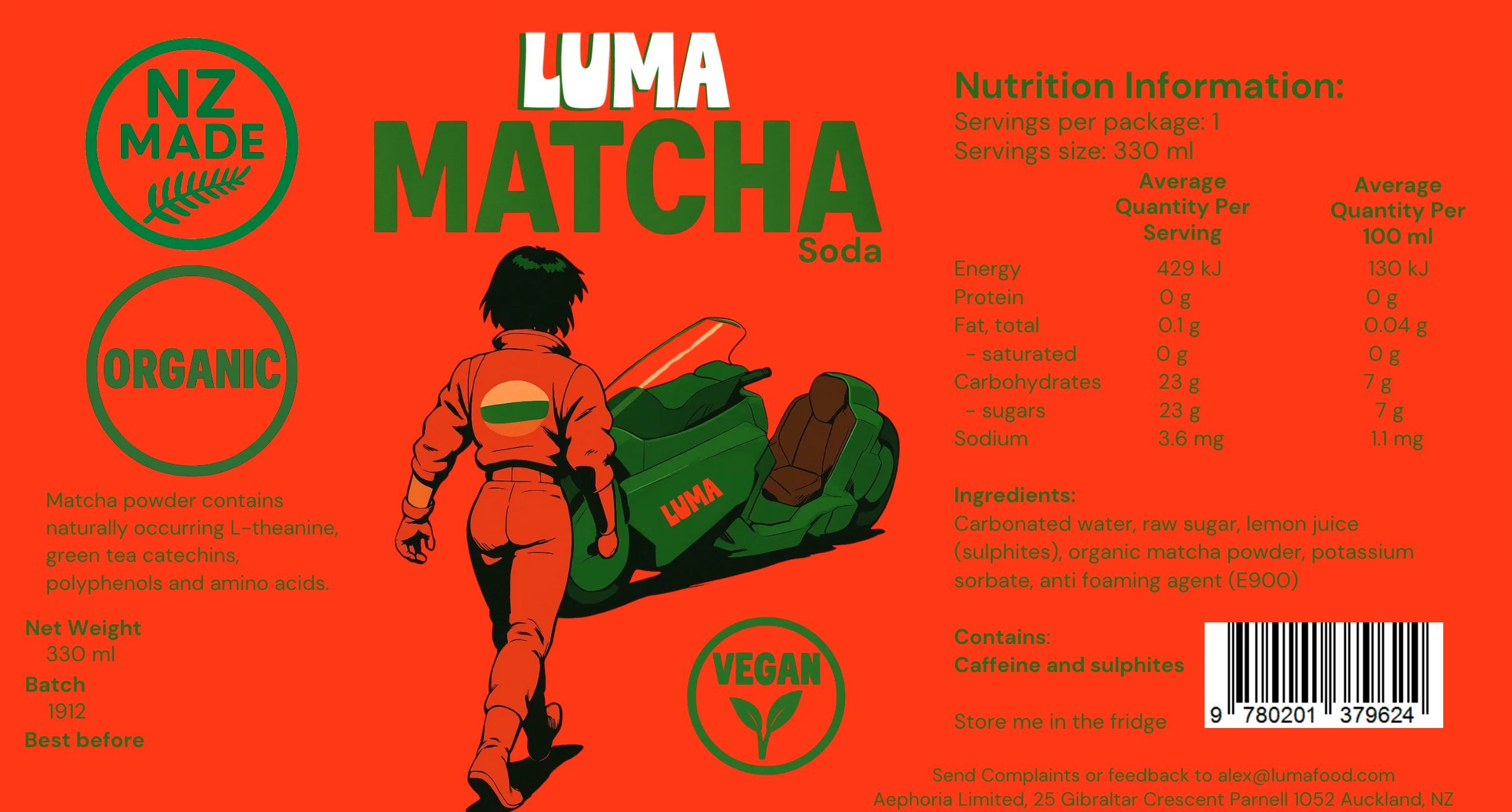 Luma Matcha Soda label